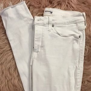Hudson White Midrise Nico Super Skinny Ankle Jeans